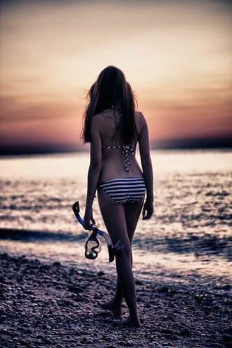 sunset sky woman beach water girl beautiful beauty river walking skinny person us model sand snorkel goggles snorkeling lori bikini shore