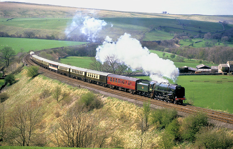 92220 'Evening Star' used to be a welcome sight on the main line. Here it is at Smardale with a southbound 'Cumbrian Mountain Express' on the 23rd April 1988.