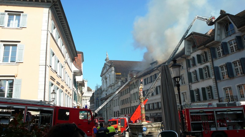 Fire in the old town of Solothurn