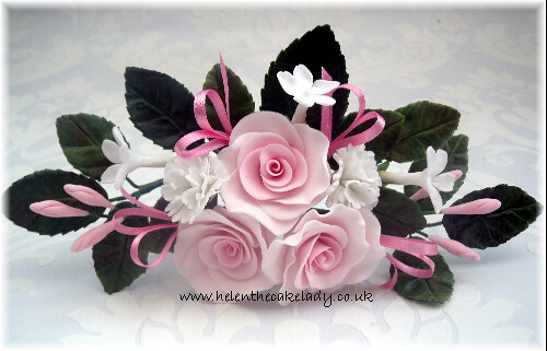 Pink sugar flower roses for christening  (2)