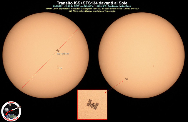 Transito ISS+STS134 davanti al Sole (bis)