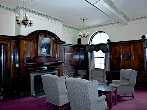 The main lounge features two fireplaces, several couches and armchairs. It is a perfect place to study and hang out.