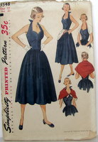 Simplicity 3548 Vintage 50s Halter Back Sundress and Scarf Size 12 Bust 30 UNCUT
