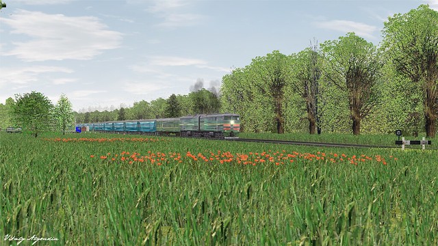 3TE10M-1246, Zilupe Route, Spring, Microsoft Train Simulator