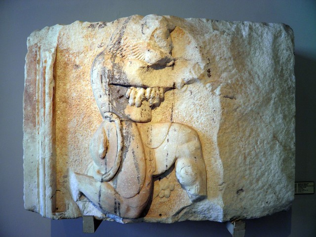 Relief of Heracles shooting arrow, Sculpture of the Archaic Period, Istanbul Archaeology Museum