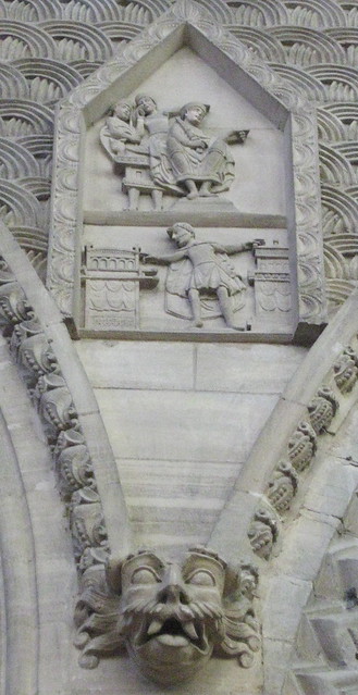 Modern Wall Carving of Harold Godwinson at Bayeux Cathedral