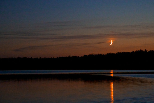 blue sunset orange moon lake wisconsin horizon pickerellake