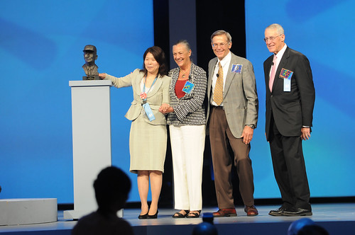 Alice, Jim, and Rob Walton present the Sam M. Walton Entrepreneur of the Year Award at the 2011 Walmart Shareholders Meeting