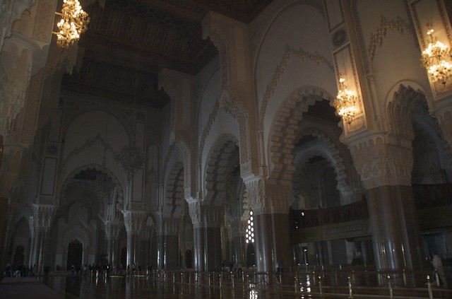Inside, pillars Hassan II Mosque