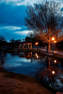 riverwalk park at dusk