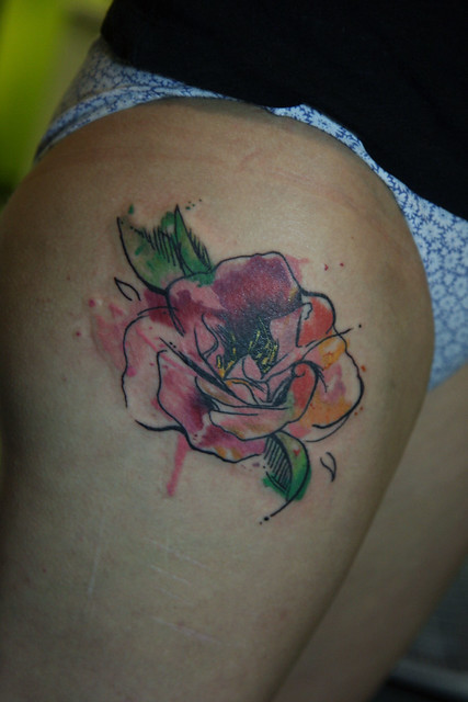 watercolor rose tattoo
