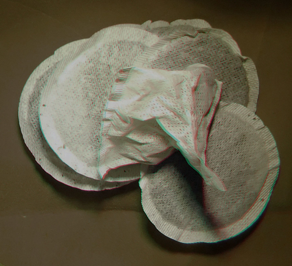 Tea bags 3D anaglyph red blue (or cyan ) glasses to view