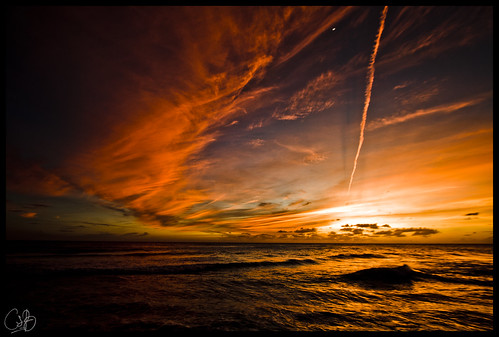 sunset sky sun moon plane fire trails trail barbados vapor barbade