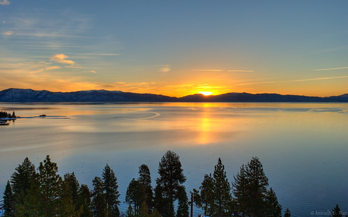 california morning trees sun lake reflection water sunrise dawn tahoe laketahoe rockyridge nikond3000