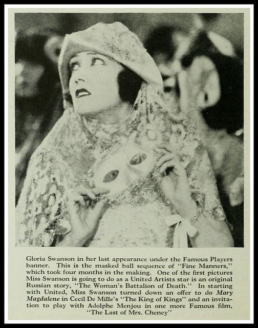 Gloria Swanson in the Masked Ball scene from 'Fine Manners' - Photoplay Sept 1926