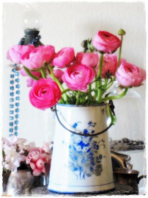 Latest Enamelware Pot from France with Ranunculus
