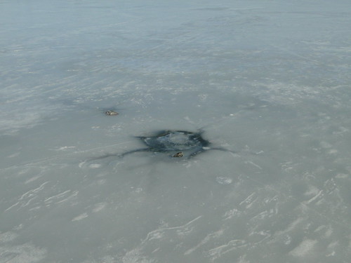 Ice hole; Moses Lake, Washington