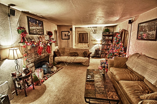 Our living room, decorated for the holidays HDR