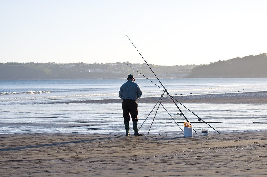 Fishing on the Beach, Cefn Sidan, Pembrey Country Park, South Wales
