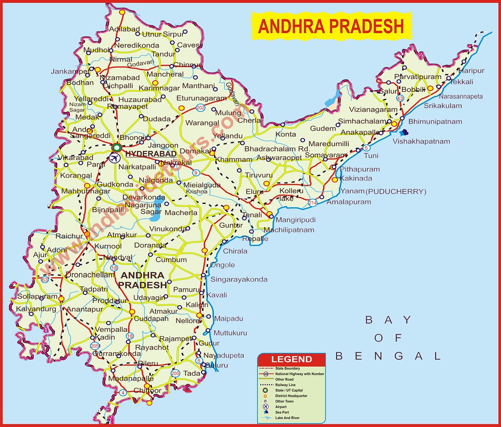 andhra pradesh tourist map with distance
