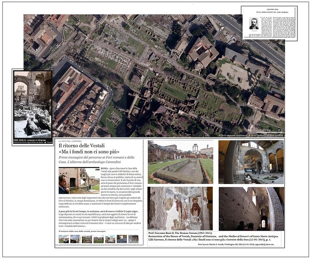 Prof. Giacomo Boni & The Roman Forum (1902/2011): Restoration of the House of Vestals, Fountain of Giutarna, and the Medieval Fresco's of Santa Maria Antiqua, & Corriere della Sera (12/01/2011), p. 1.