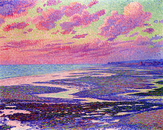 Rysselberghe, Theo van  - The beach at Ambleteuse at Low Tide  - 900