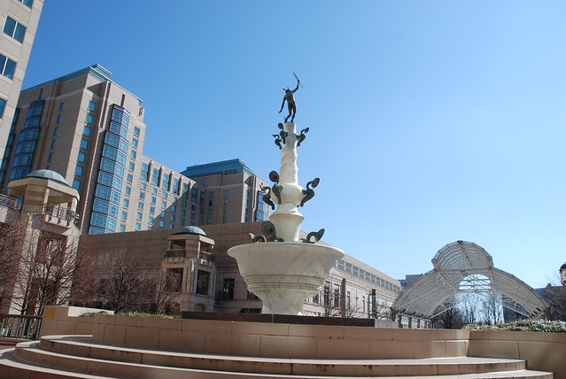 Mercury Fountain, Hyatt in Distance, Reston Town Center