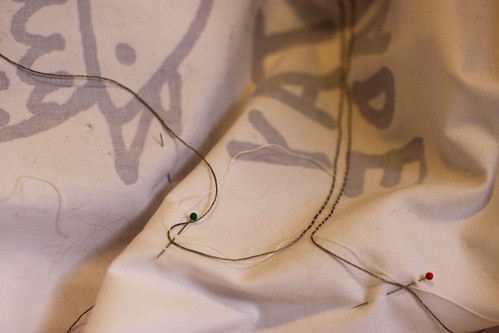 Pin Down Threads Pinned thread tails | White top thread, conductive bobbin th… | Flickr