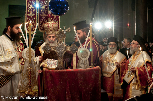 Orthodox Christmas procession, lead by Patriarch of Jerusalem Theophilos