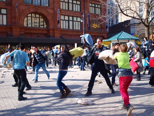 Pillow fight on Square Phillips