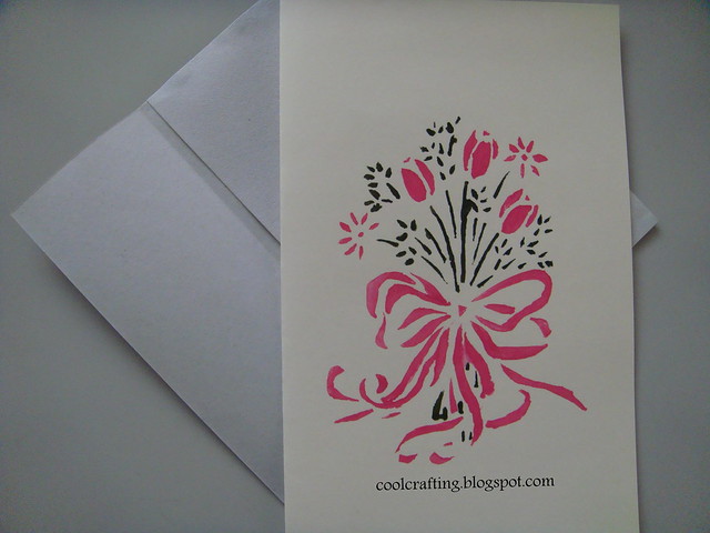 Stencilling -  Bouquet with Pink flowers