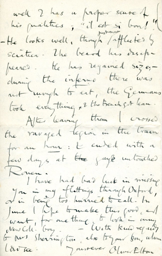 Elton to Sherrington - 14 April 1921 (S/3/4/1/3) 4/4