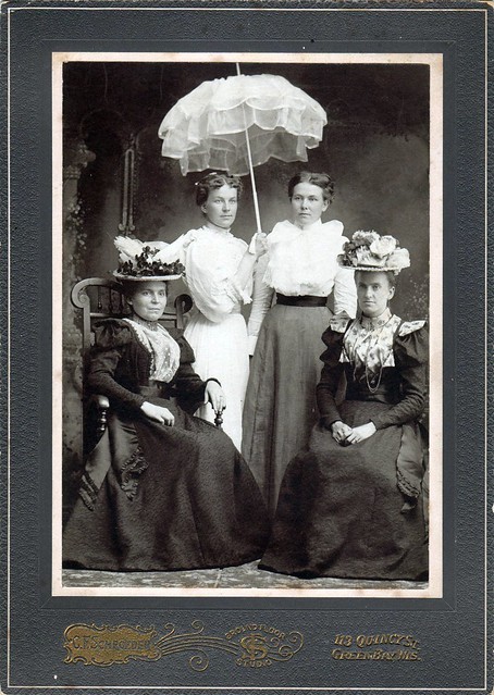 Four ladies and a parasol, Green Bay, WI, circa 1900