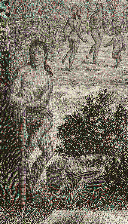Detail of a woman holding the lommok standing next to a lusong in the village scene of the Ancient Chamorros illustrated by J.A. Pellion from Freycinet’s Voyage Autour de Monde, Paris, 1824.

J.A. Pellion/Guam Public Library System