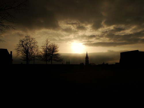 Coucher de soleil au chateau de Caen by Victor Defrancq, sunset caen
