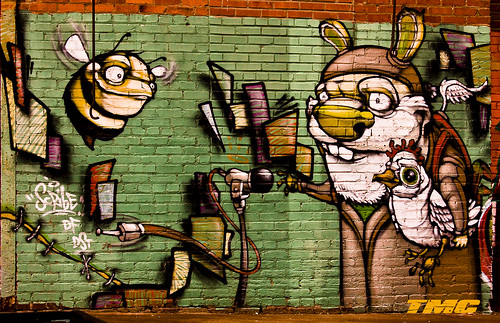 art chicken tmc graffiti wallart bee kansascity microphone spraypaint kcmo imjustjealous shadowracer26