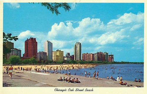chicago beach skyline il picnik oakstreetbeach scannedpostcard