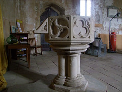font with a reading desk