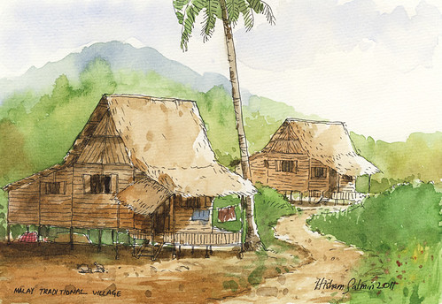 Rumah Kampung 2 | Pen & Watercolor | Hisham Salmin | Flickr