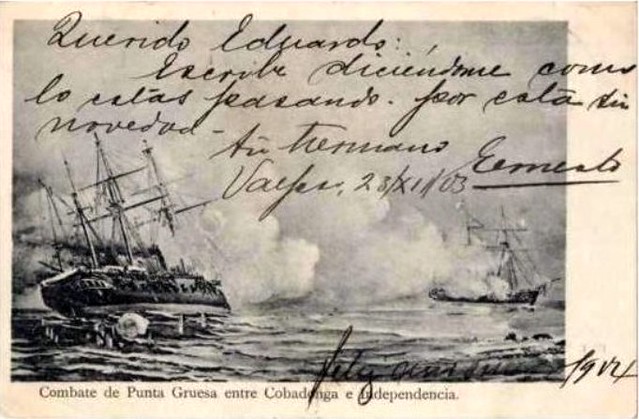 versiones chilena y peruana del combate de Punta Gruesa del 21 de mayo de 1879