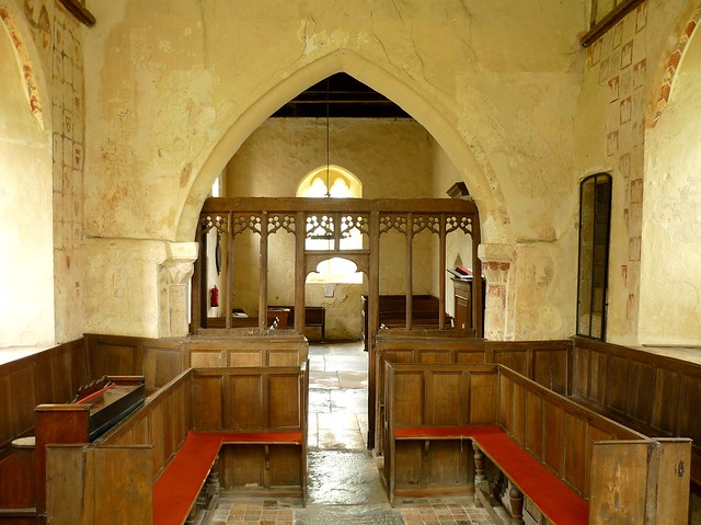 Inside the parish church at Hailes Abbey, Gloucestershire