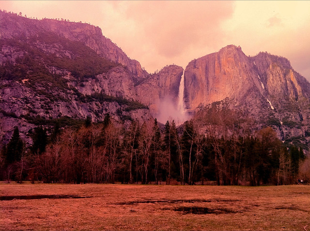 Yosemite falls view, app'd a'la Maxfield Parrish
