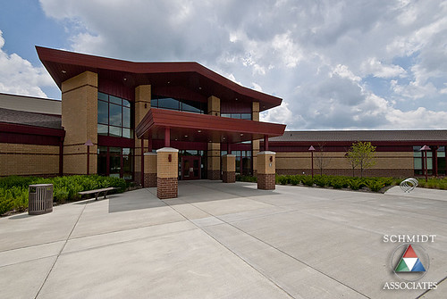 Entrance, school architecture landscape outside exterior indianapolis engineering associates indiana architectural sidewalk architect schmidt canopy architects sheridan sai entry elementary k12 engineers vestibule schmidtassociates