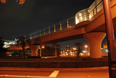 Pedestrian Bridge in Tokyo Disney Resort at Night