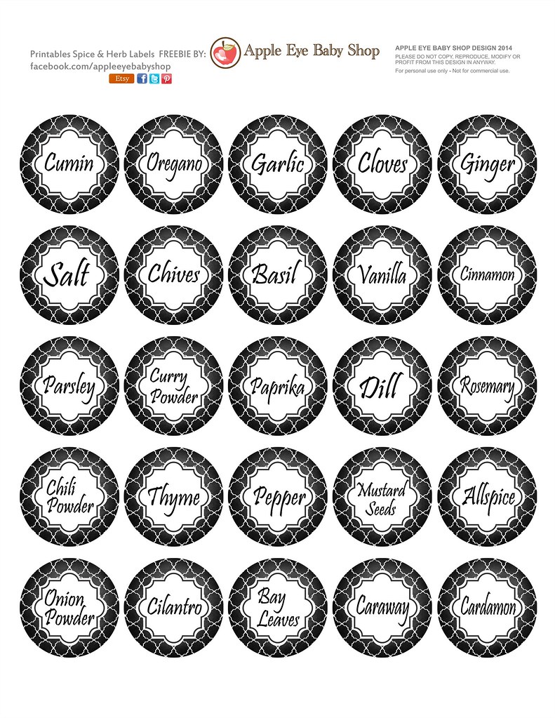 Free Printables Spice Herb Labels By Apple Eye Baby Sh Flickr