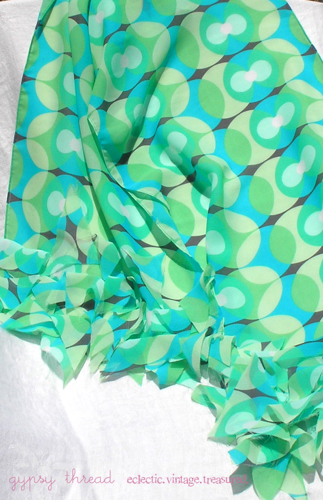 Green and Blue Geometric Chiffon Scarf with Abstract Ruffl… | Flickr
