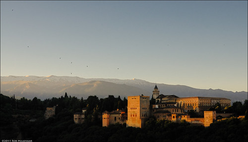 sunrise dawn spain scenery alhambra granada moring