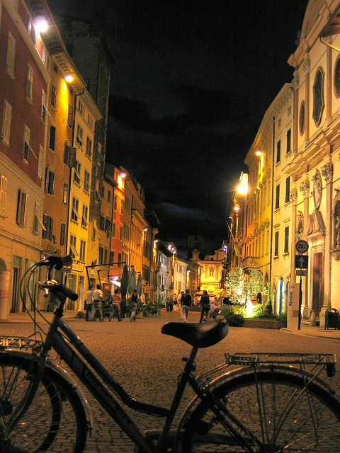 Downtown Trento with a blue hue