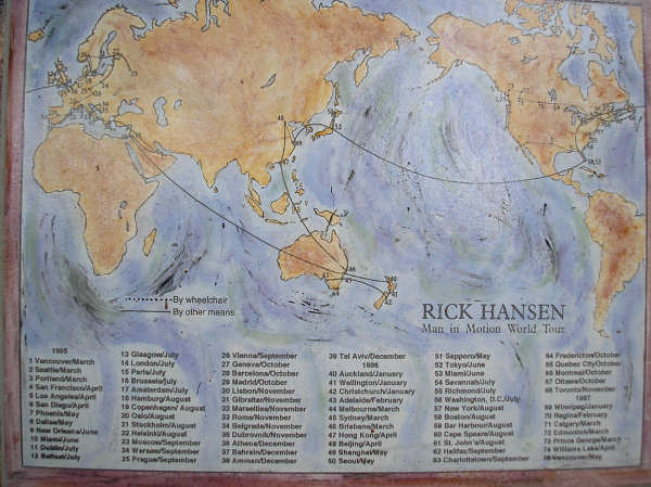 rick hansen world tour map