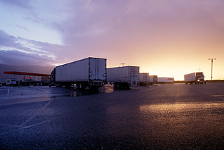 trucks with clearing storm. cabazon, ca. 2005.